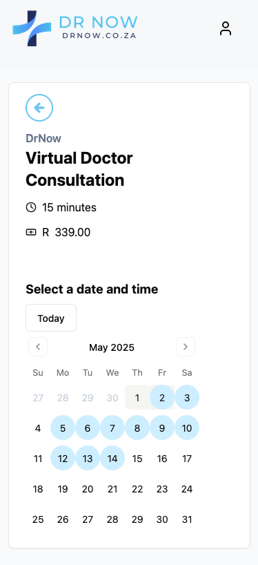 Booking calendar example